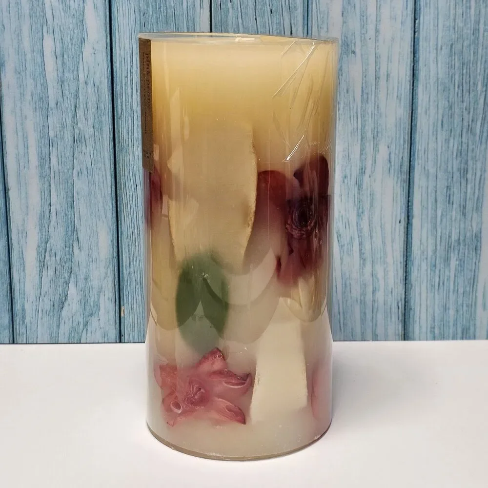 Pottery Barn 8 Inch 80 Hour Pink Peony Candle New With Flowers Bougie Perfume
